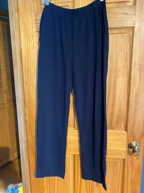 Lands' End Navy Straight-Leg Elastic Waist Pants